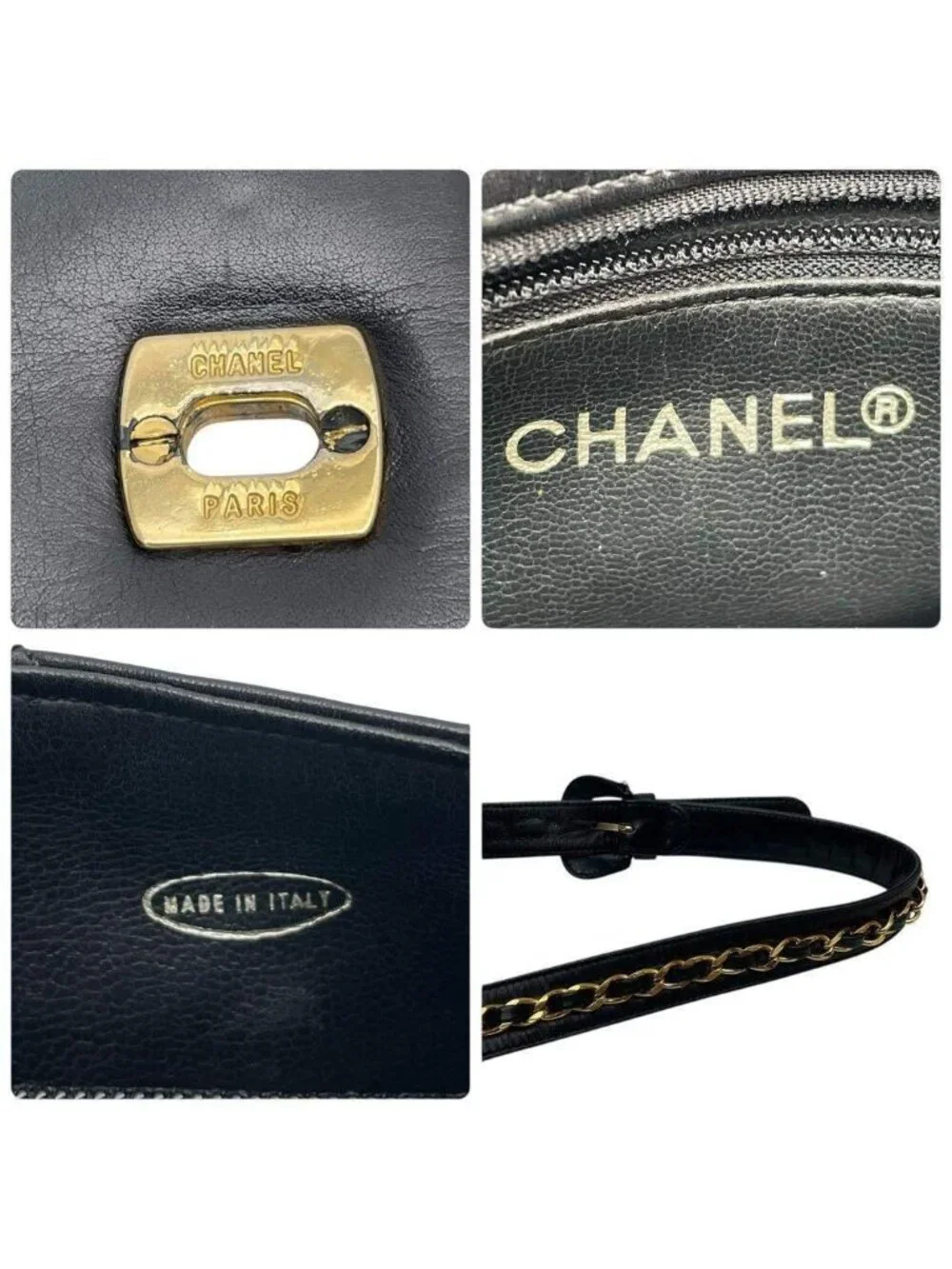 Chanel Bicolor Quilted Waist Bag Pouch CC Logo Black